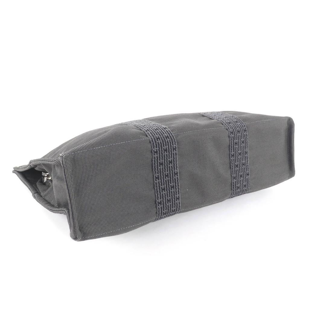 Tolle HERMES Tragetasche Her LineMM Canvas mit Serienknöpfen grau Polyamid Damen Gebraucht