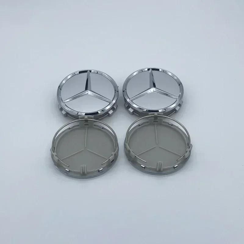 Hot Car Sticker 4Pcs/set 75MM Car Wheel Center Hub Cap Covers For Mercedes Benz  Black Badge Rim Cover Auto Style Decorate Acces