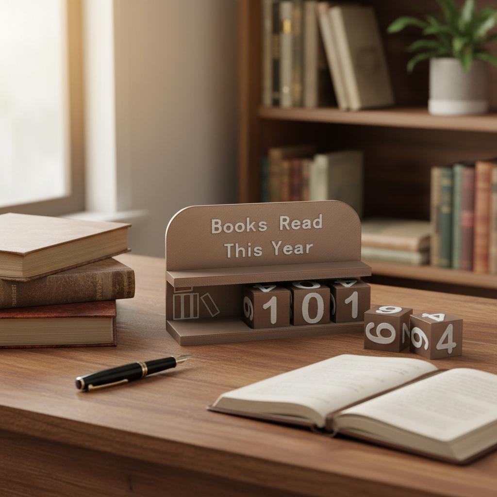 Read This Year Book Counter Decor 3D Printed Reading Tracker with Clear Text and Numbers for Desk Office Bookshelf Decoration