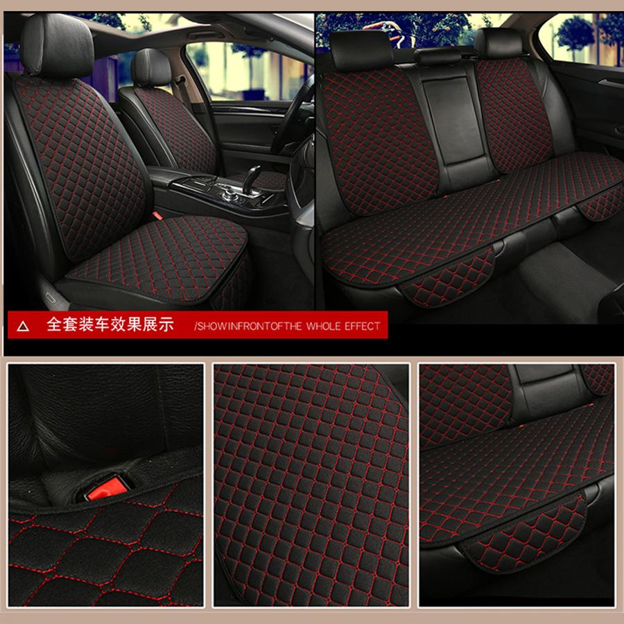 1Pcs Black + Red Car Front Seat Cover Protector Linen Cushion Pad with Backrest