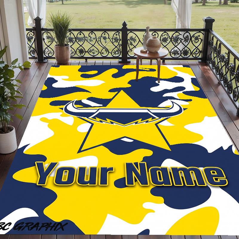 Custom Text Printed Rug North Queensland Cowboys Non Slip Floor Carpet For Home Room Decor