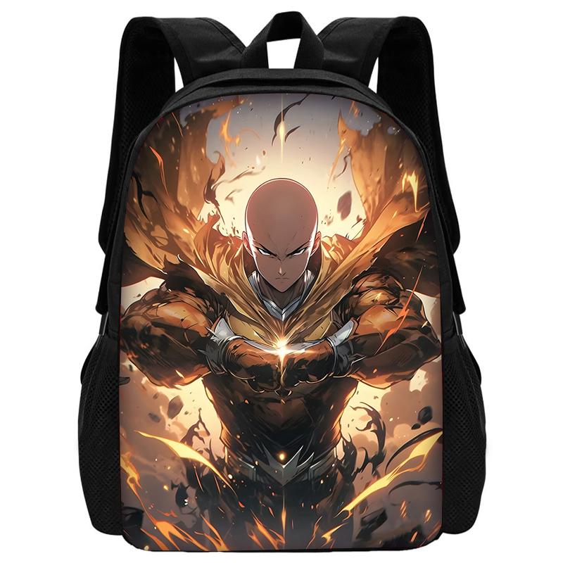 Kinder Anime One Punchs Man Schulrucksack mit Brotdosen ,Federmäppchen ,Schultaschen für Jungen Mädchen Bestes Geschenk