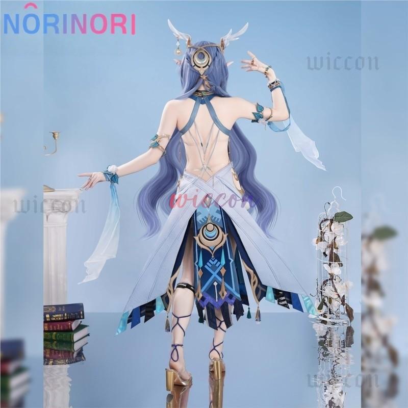 Lauma Cosplay Costume Genshin Impact Lauma Wig Dress Frostmoon Scions Headwear Bracelet Accessories Halloween for Women Girls