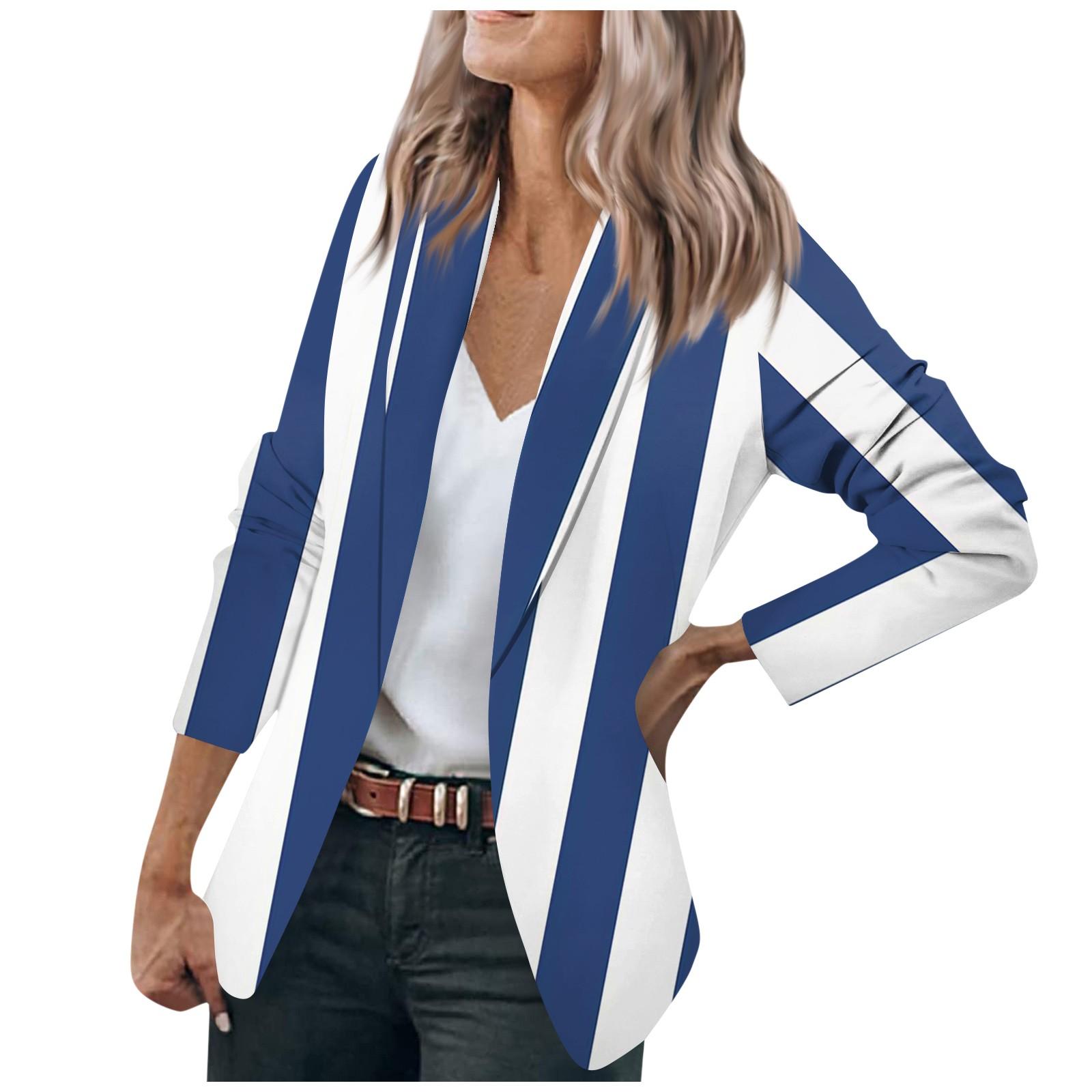 

Женская куртка с длинным рукавом, кардиган с воротником в полоску и одной пуговицей, топ для бизнеса и отдыха XL