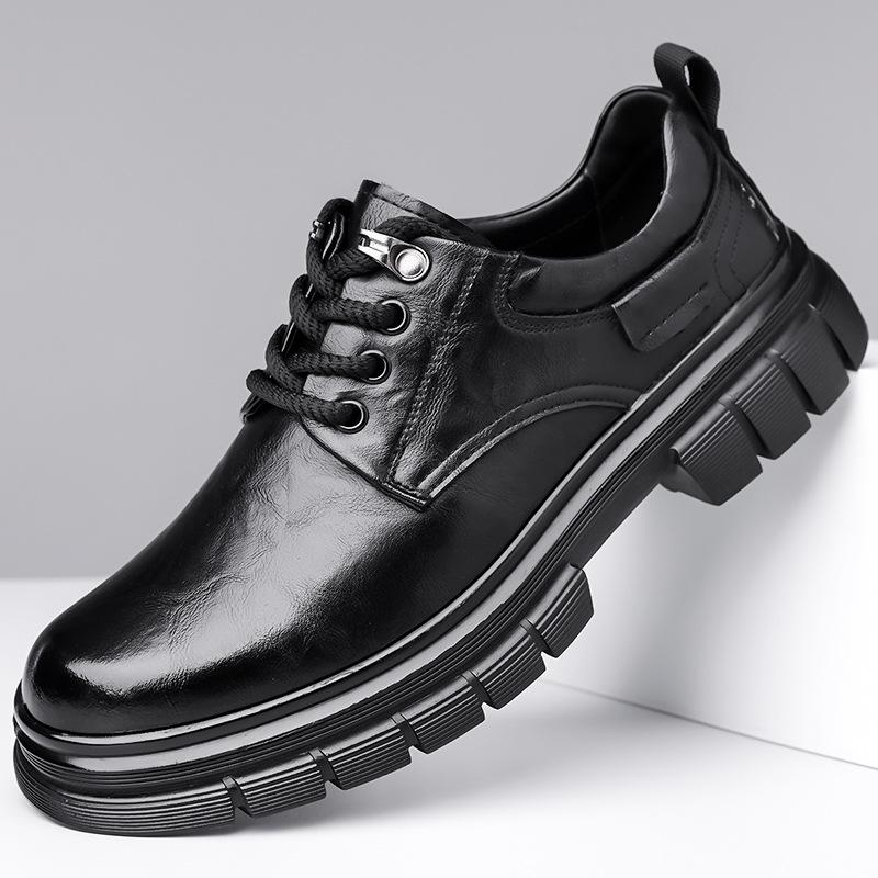 FashionSpring Autumn  British Derby Shoes for Men Cow Leather Fashion Casual Wedding Shoe Male Solid Color Designer Dress Shoes Man