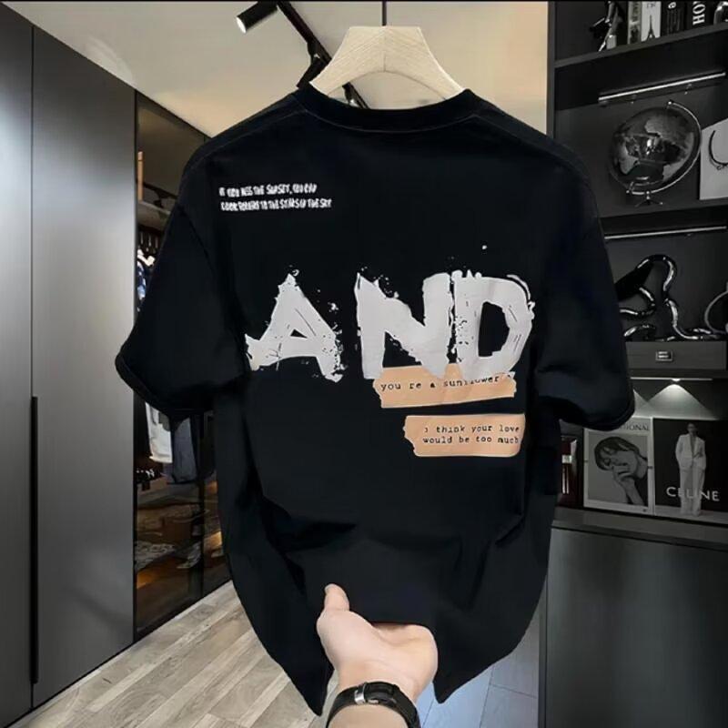 

Новая мужская модаTT-рубашка с буквенным принтом, хлопковая рубашка с круглым вырезом и коротким рукавомTT-рубашка2024Летний топ M чёрный