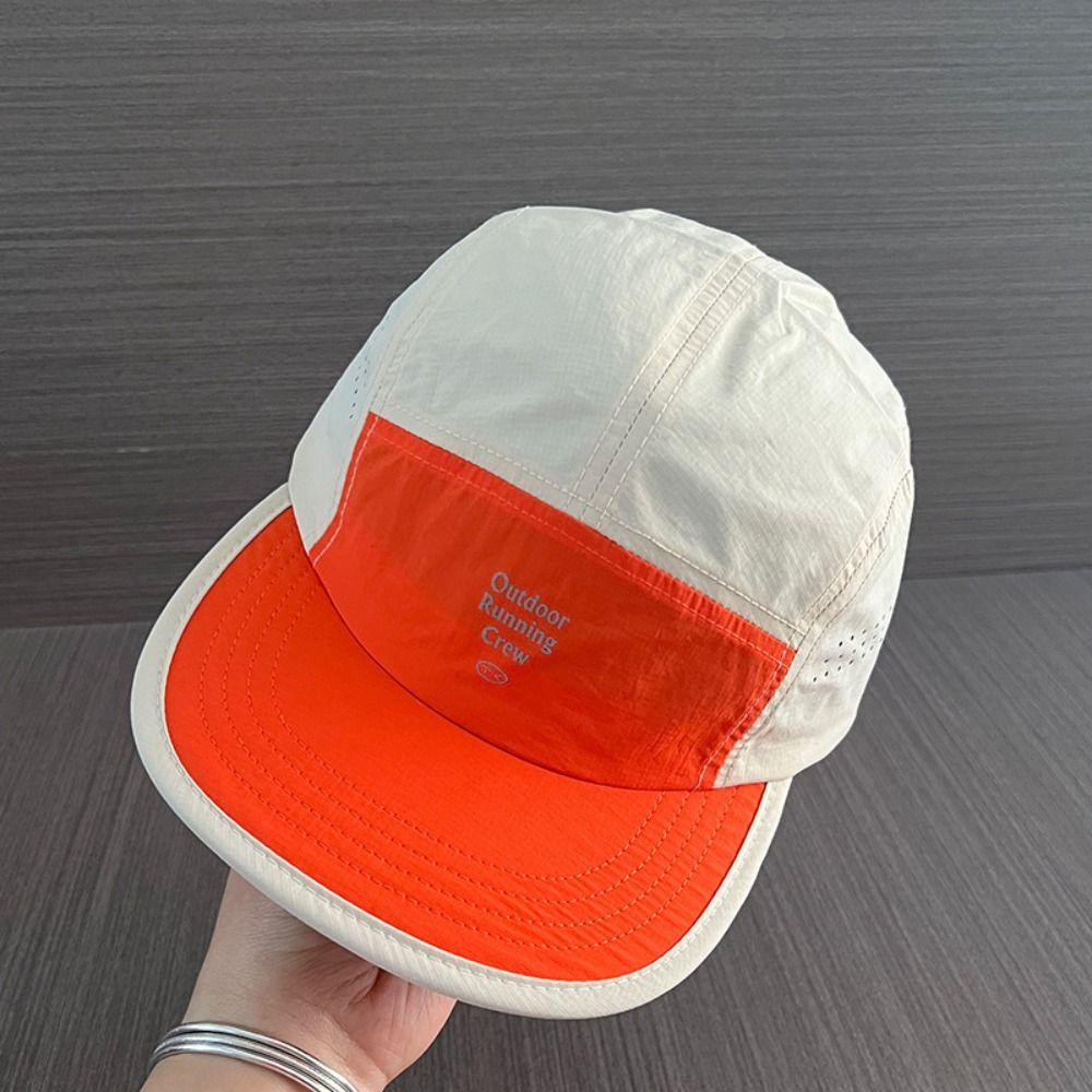 Embroidered Letter 5 Panel Baseball Cap Contrast Color Sun Hat Casual Sports Cap  Unisex