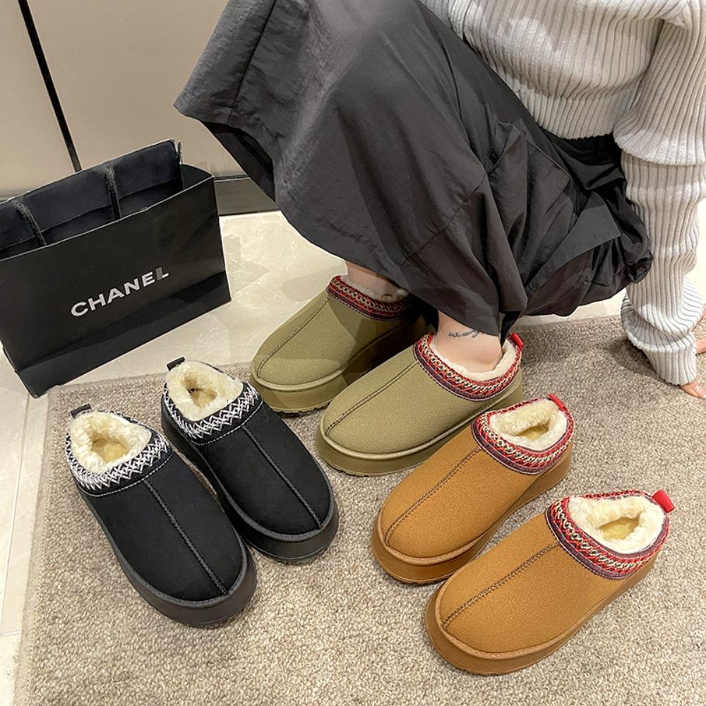 2025 New Women's Thick-Soled Snow Boots - Short Tube Casua Warm  Platform Sole for Heightening Non-Slip Cotton Shoes