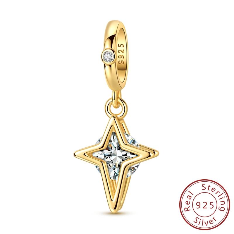 100% Copper New Zircon Star Moon Heart Clover Fit Original Charm Pendent Dangle Bracelet Diy Women Jewelry Gift