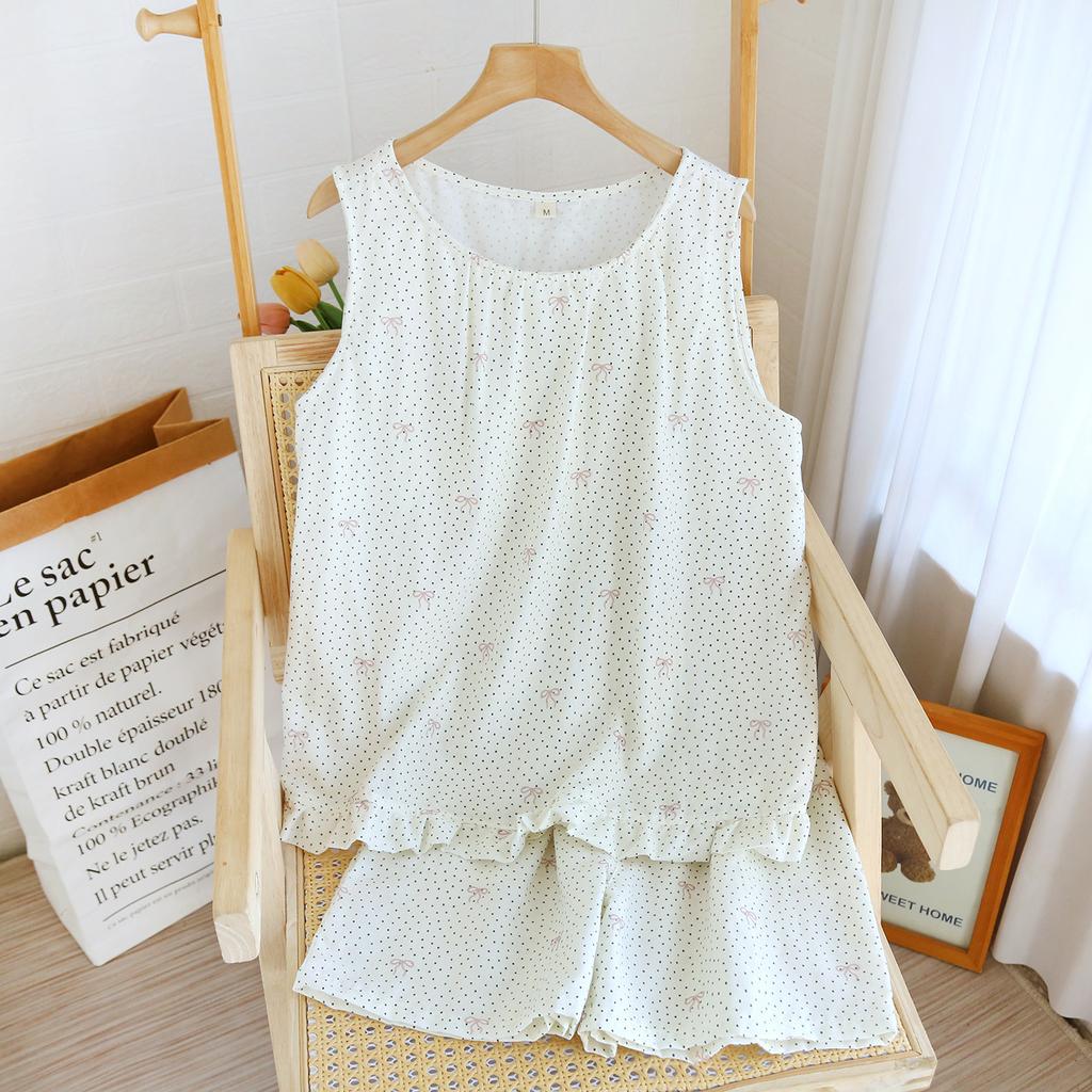 Pure Cotton Double-layer Yarn Nightdress Women's Spring and Summer New Round Neck Pure Cotton Medium and Long Dress Can Be Worn Outside Loungewear