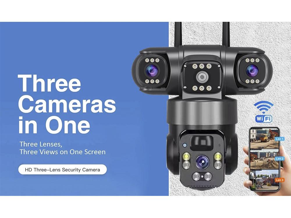360° Triple-Lens Wireless Solar PTZ Camera with WiFi/4G