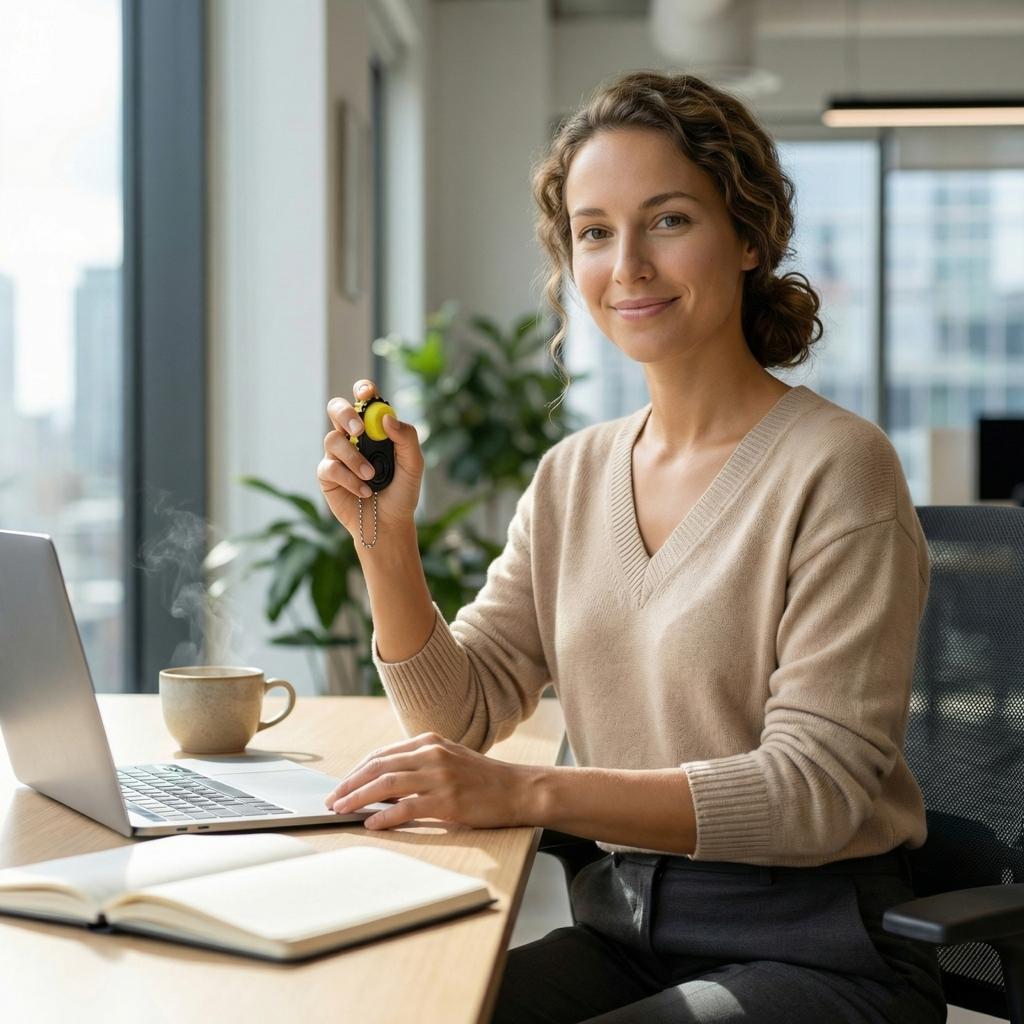 Ein per Knopfdruck bedienbarer, rotierender Ball – ein stressabbauendes Spielzeug für alle Altersgruppen, das bei Angstzuständen hilft.
