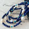 Natural Lapis Lazuli Stone Baroque Freshwater Pearl Colored Collarbone Chain French Gypsy Necklace Women'S Retro Premium