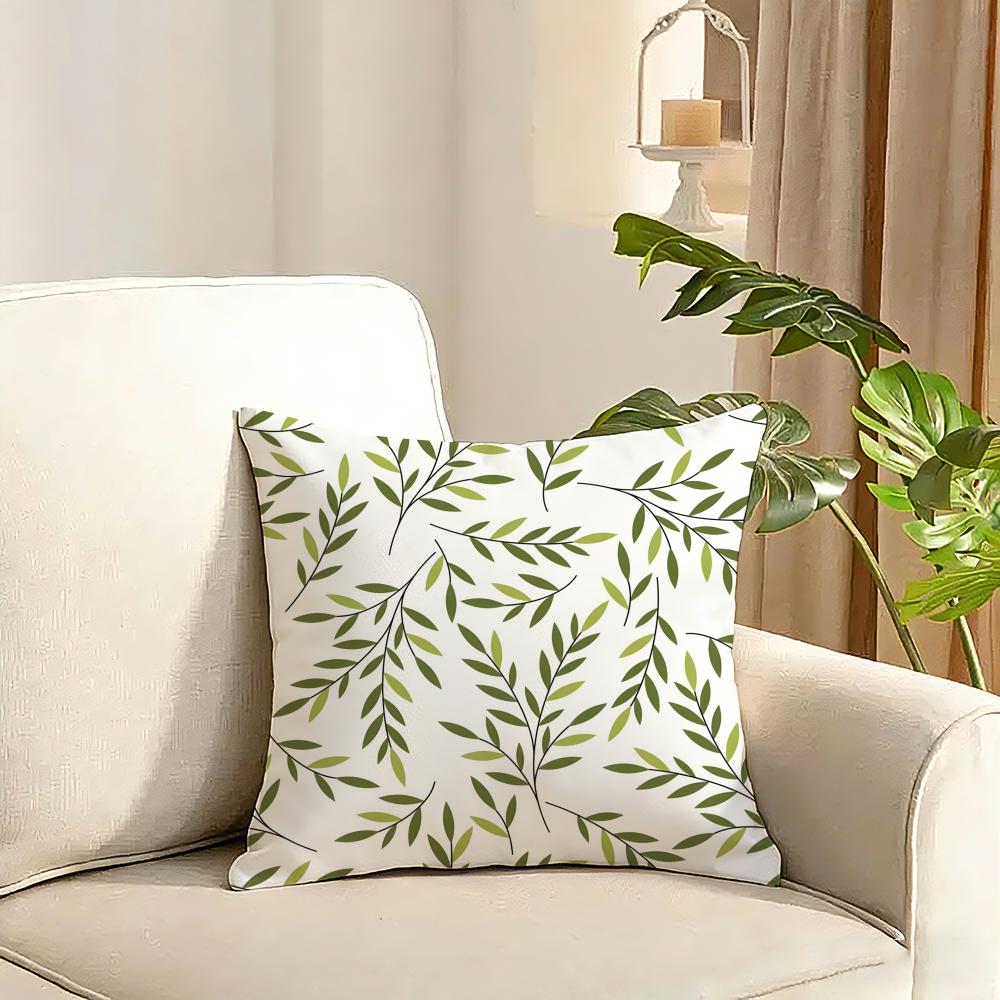 Modern Style Leaf Cushion Cover Reversible Plush Pillow Cover Soft Fluffy Home Decor for Sofa Bedroom