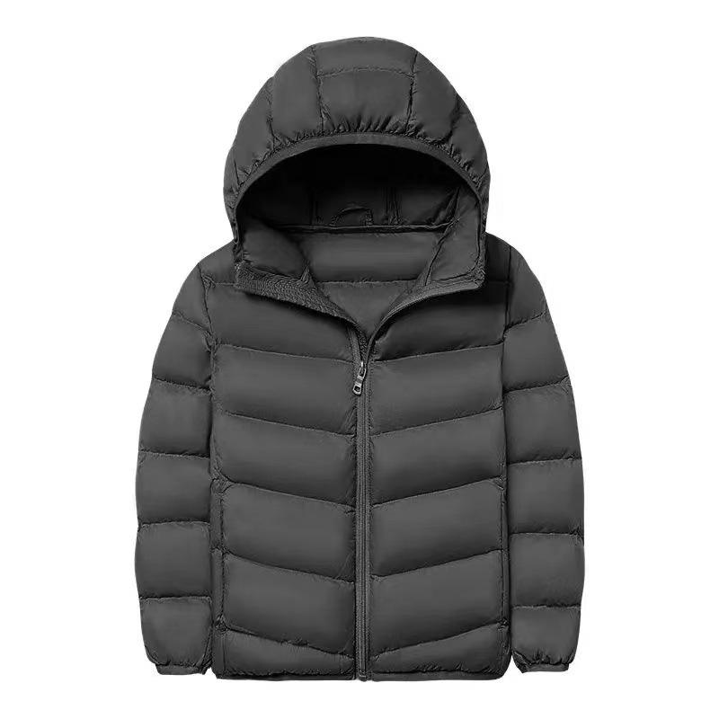 2025 Kids  Lightweight Hooded Down Jacket - White Duck Down for Boys & Girls 90 cm чёрный