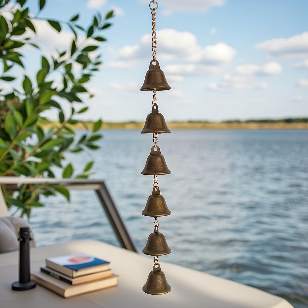 [Artisan Wind Chime] Handcrafted Rustic Iron Wind Chime - Handmade Metal Bell with Decorative Chain | Outdoor Garden & Wall Hanging Ornament