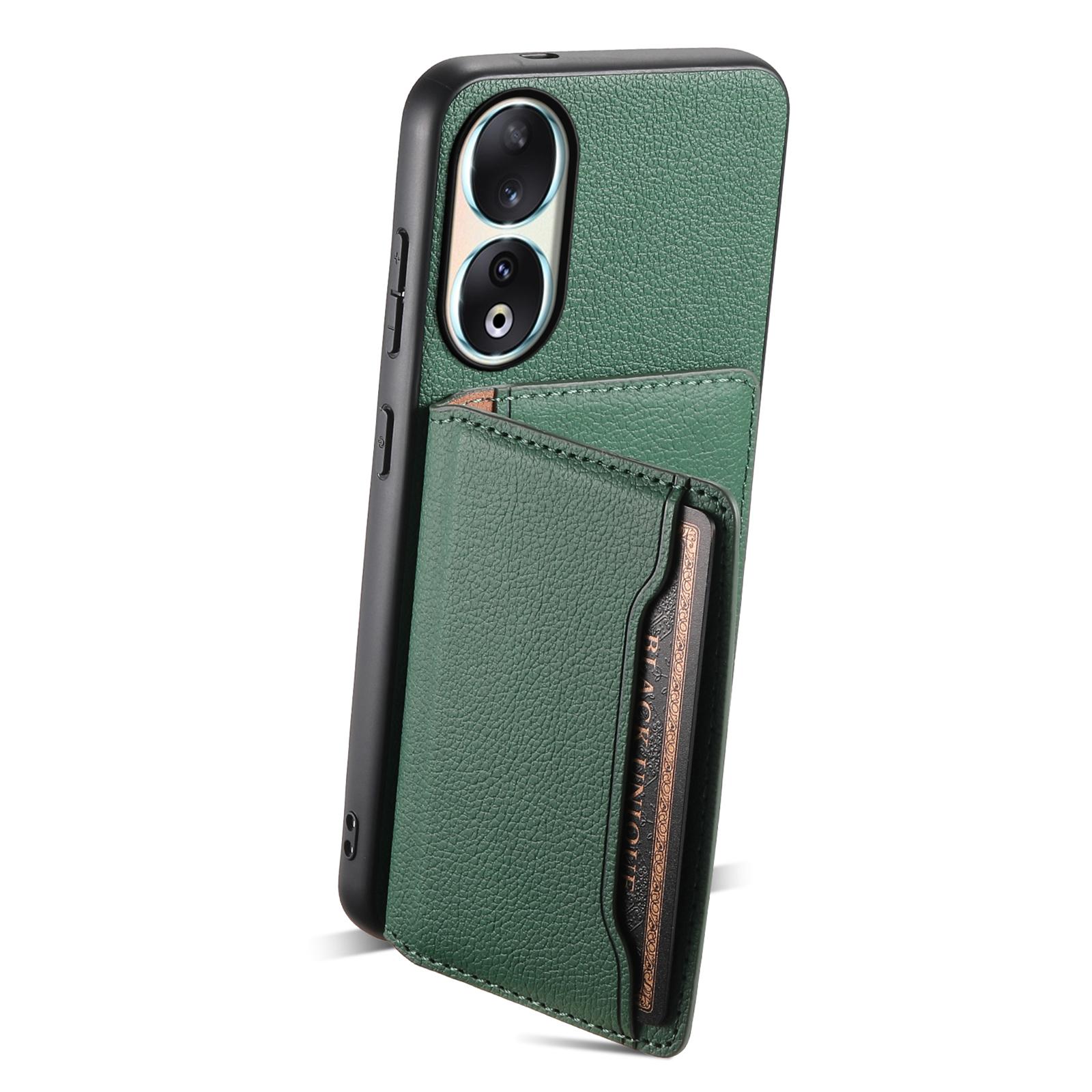 

For Honor 90 Case PU Leather Kickstand Protective Phone Back Cover Orange
