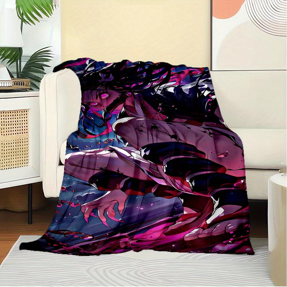 For Demon Slayer: Kimetsu No Yaiba-Themed Flannel Blanket, Glam Style, Digital Print, All-Season Comfort, ,for Cozy Plush Flannel Cover104