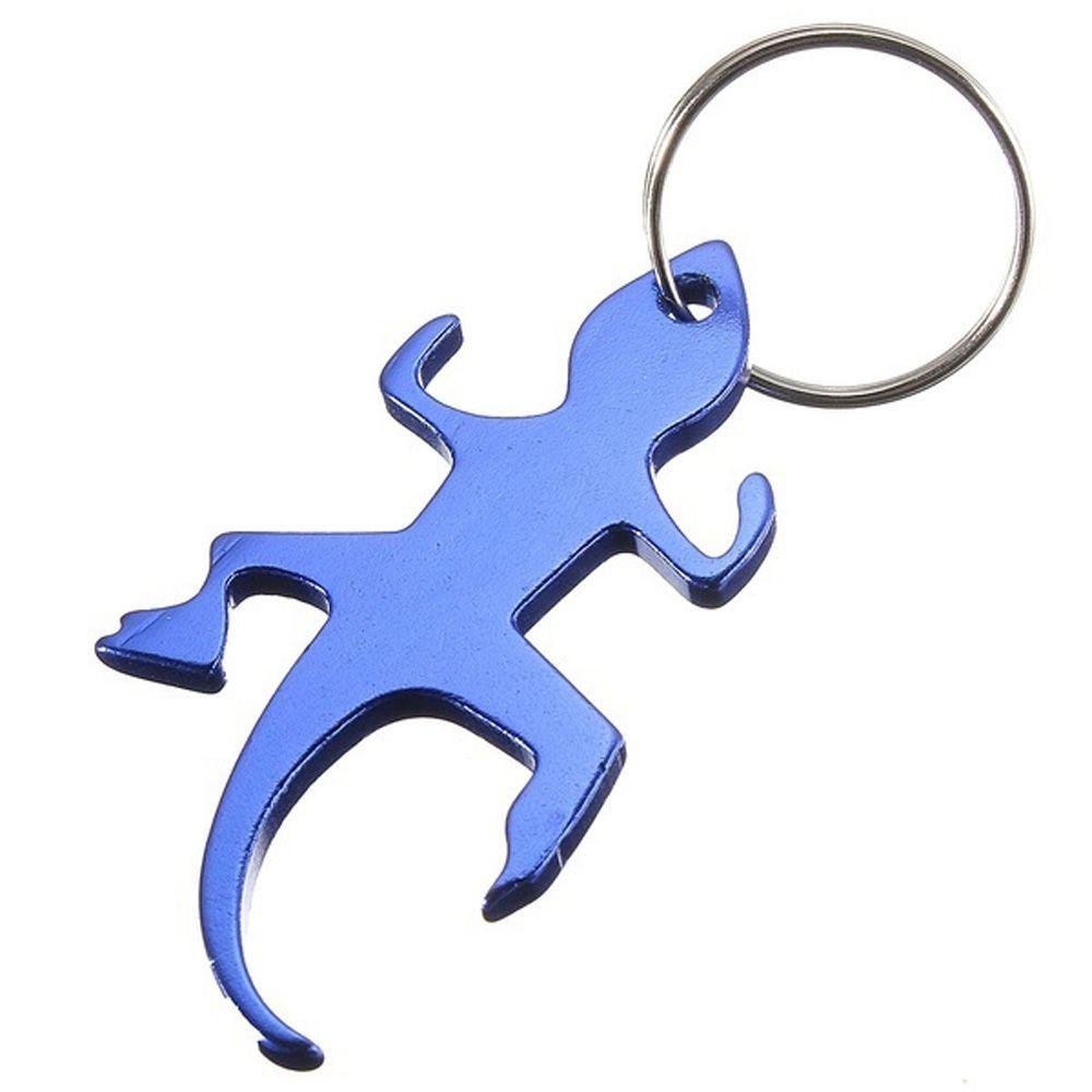 Cartoon Creative Beer Lizard Shape Aluminum Keychains Bottle Opener Corkscrew Openers Keys Ring