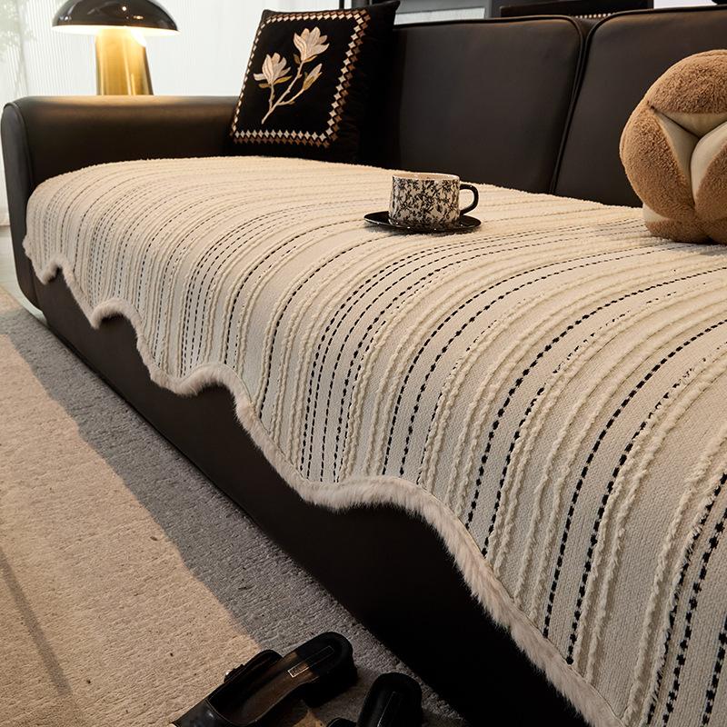 Special-Shaped Sofa Cushion Plush Autumn And Winter Thickened Leather Sofa Special Seat Cushion Fixed Non-Slip  New Sofa Cover