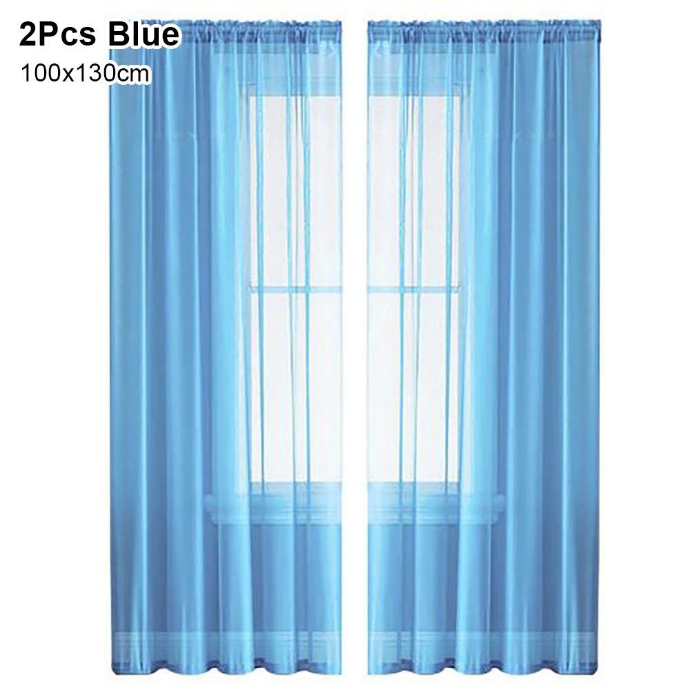 1/2Pcs Rod Pocket Voile Sheer Curtain Door Drape Shades Living Room Bedroom Kitchen Decoration