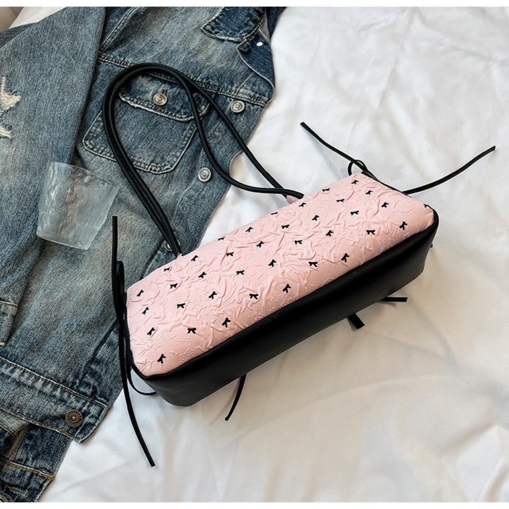 Sweet French Stick Underarm Bag French Armpit Bag All Match Bow Ribbon Shoulder Bag  Women