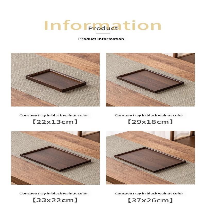 Multipurpose Rectangular Bamboo Serving Tray Walnut Color Solid Wooden Tray for Fruit Snack Jewelry Display Decor