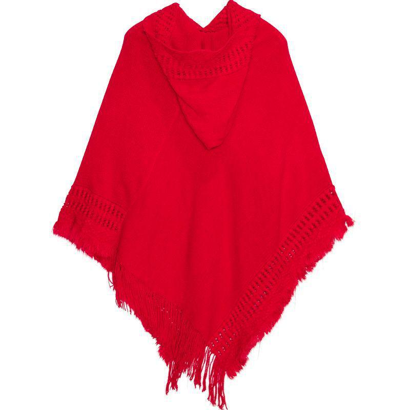 SHANGY2023 Solid Color Women's Fashion Hooded Shawl Cape