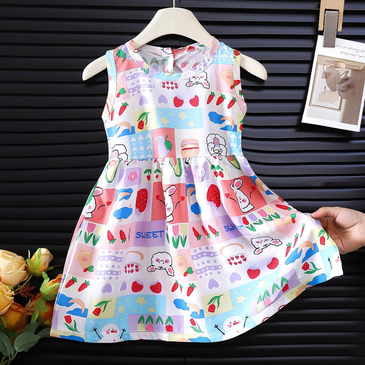 

Girl s Sleeveless Blouse Dress For Summer, Children s Floral Dress 100cm