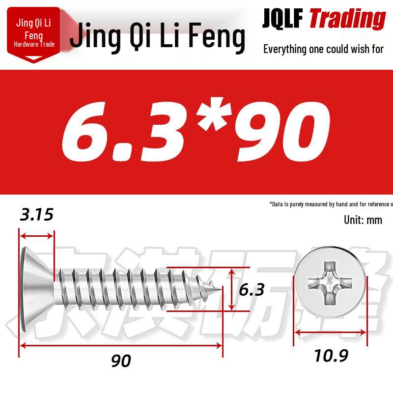304 Stainless Steel Countersunk Self-Tapping Screw for Furniture & Outdoor Construction (GB/T 846)