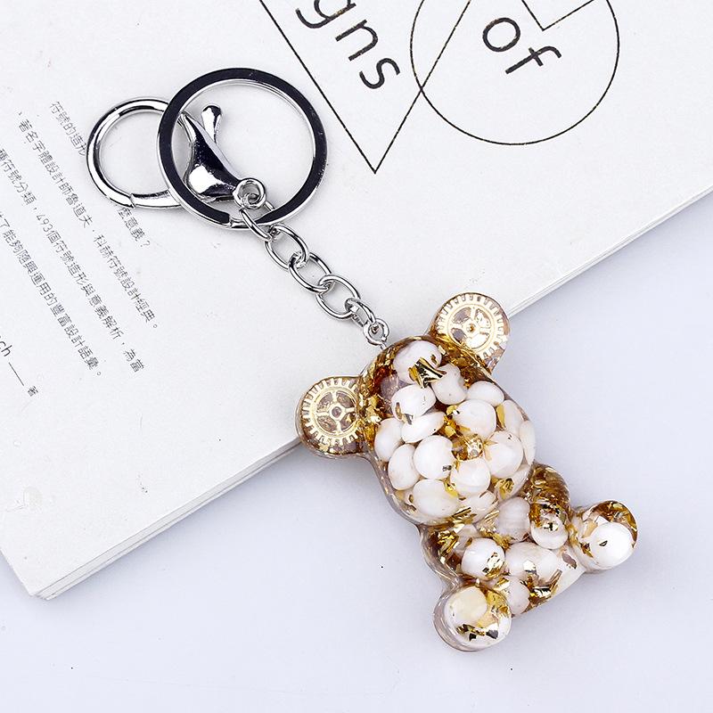Crystal Resin Bear Keychain - Creative Hugging Bear Design for Car Keys