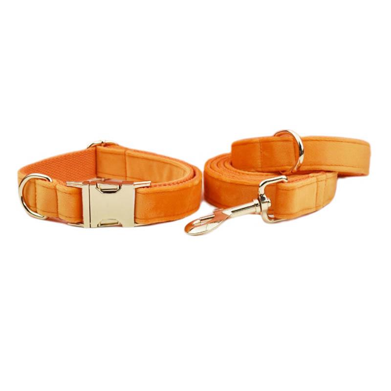 New orange flannel dog collar pet collar leash dog leash dog chain bow decoration