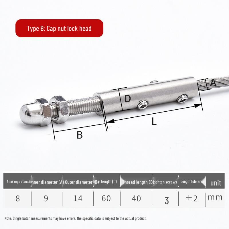 Tirante per Recinzione in Corda Metallica di Acciaio Inossidabile con Fibbia di Bloccaggio e Ghiera