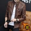Spring and Autumn Trendy Motorcycle Style Velvet for Men Fashionable Men's Casual Punk Stand-up Collar Windproof Jacket