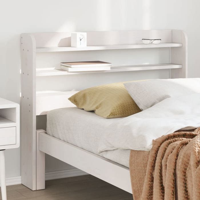 VidaXL Tête de lit avec étagères blanc 100 cm bois massif de pin, tête de lit en bois, tête de lit avec rangement, tête de 850960