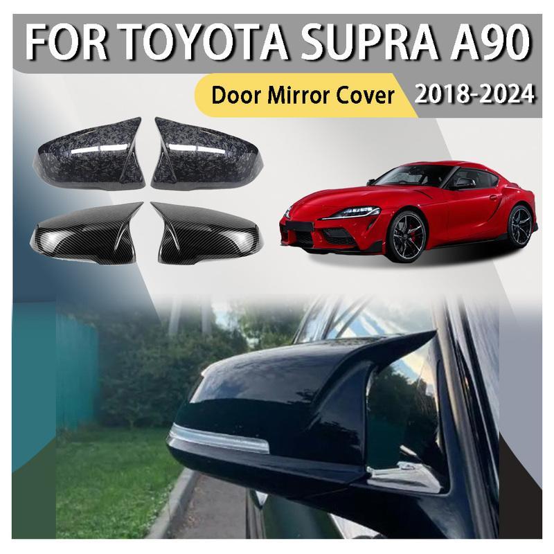 Car Decoration Bull-Horn Door Mirror Cover For Toyota Supra A90 2018      2024 Car Rearview Accessories
