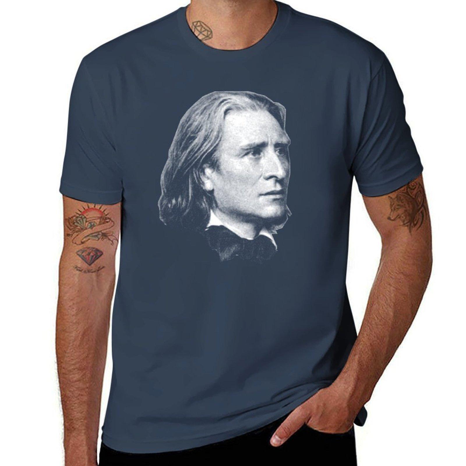

Franz Liszt brilliant composer virtuoso pianist TShirt Basic Plain Tee for Spring and Summer S