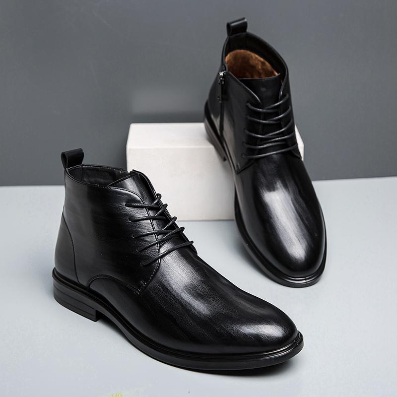 Модные зимние ботинки для мужчин на шнуровке — фото 4