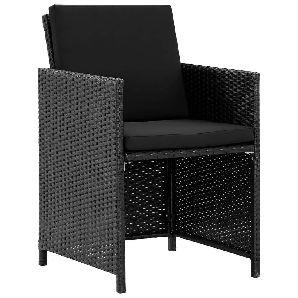 9 piece Garden Dining Set with Cushions Poly Rattan Black
