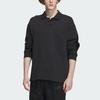 Adidas Heavy French Terry Polo Shirt Solid Logo Loose Long Sleeve Polo Unisex Polo Shirts Black IT3972