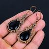 Black Onyx Gemstone Handmade Jewelry Pure Copper Wire Wrapped Earrings For Thanksgiving