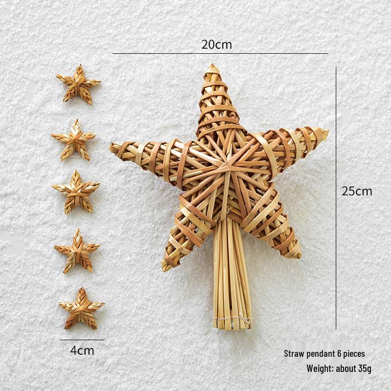 NUCHI Eco-friendly Wheat Straw Snowflake Tree Topper & Ornaments