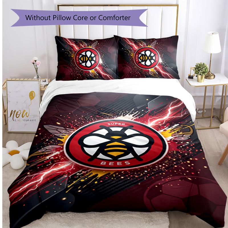Set Lenzuola Stampato Brentford Football 3 Pezzi, Comodo Set Copripiumino per Camera da Letto Amico della Pelle