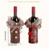 1pc Festive Christmas Wine Bottle Cover with Plush Fur Collar - Polyester, Perfect for Holiday Parties & Home Decor