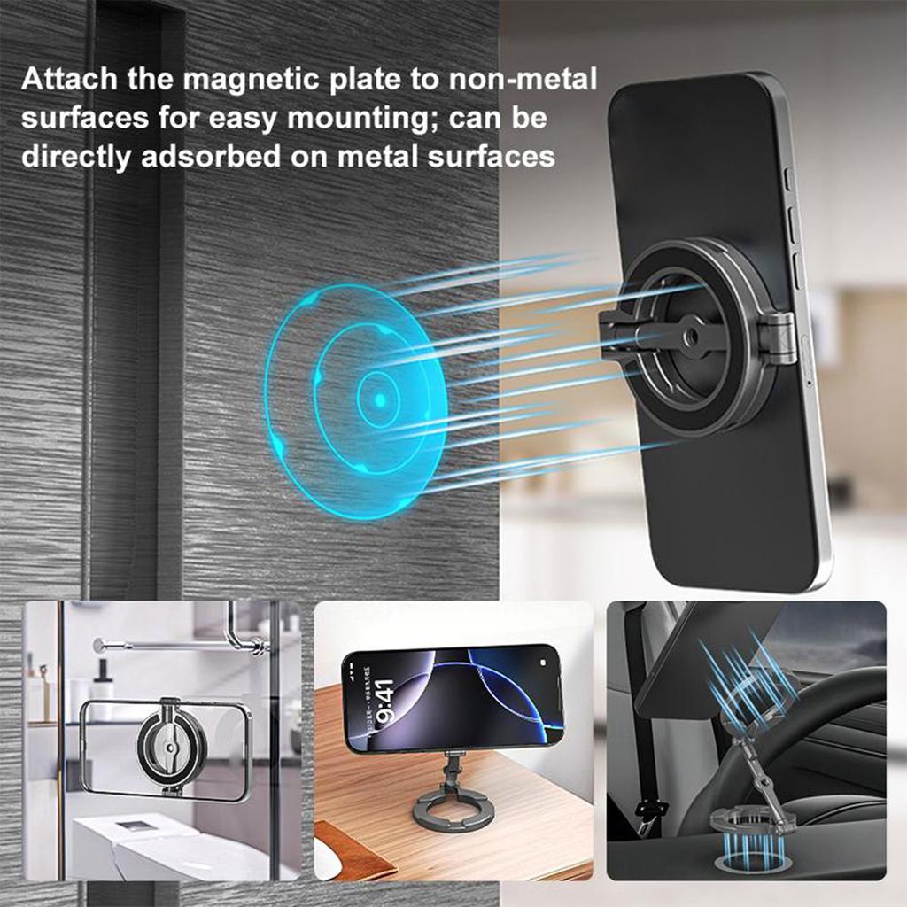 Dual Magnetic Phone Stand with 1 4  Screw Hole Foldable Portable Smartphone Holder