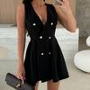 A Large Number of Spot New Summer Button V-neck Sexy Elegant Dress 8029