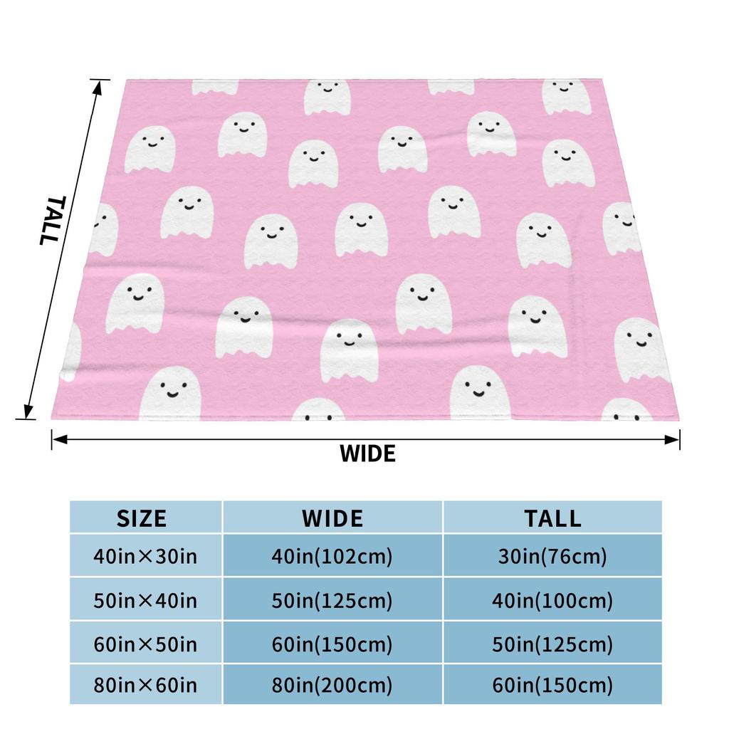 Pink Cute Ghosts Flannel Blankets Halloween Funny Throw Blankets for Home Hotel Sofa 150*125cm Rug Piece
