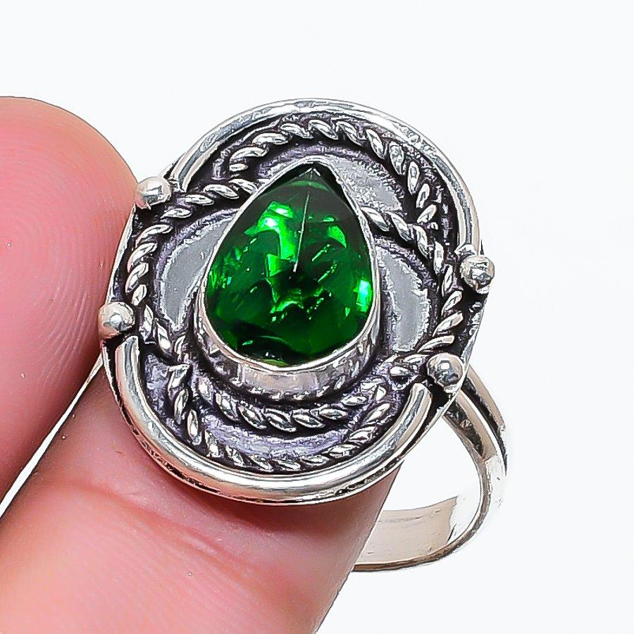 Natural Diopside Gemstone 925 Sterling Silver Jewelry Ring Size 9.5 AR-17936