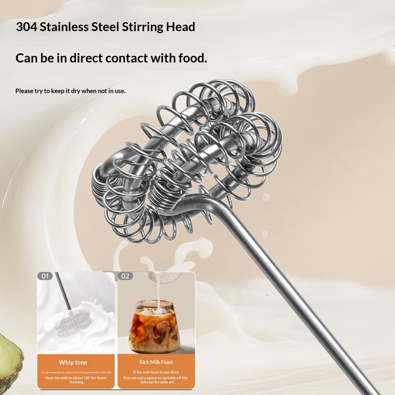 Electric Milk Frother Dual Stick Rechargeable 3-Speed Handheld Egg Beater Coffee Frother Cream Foamer Maker Type-C Rechargeable