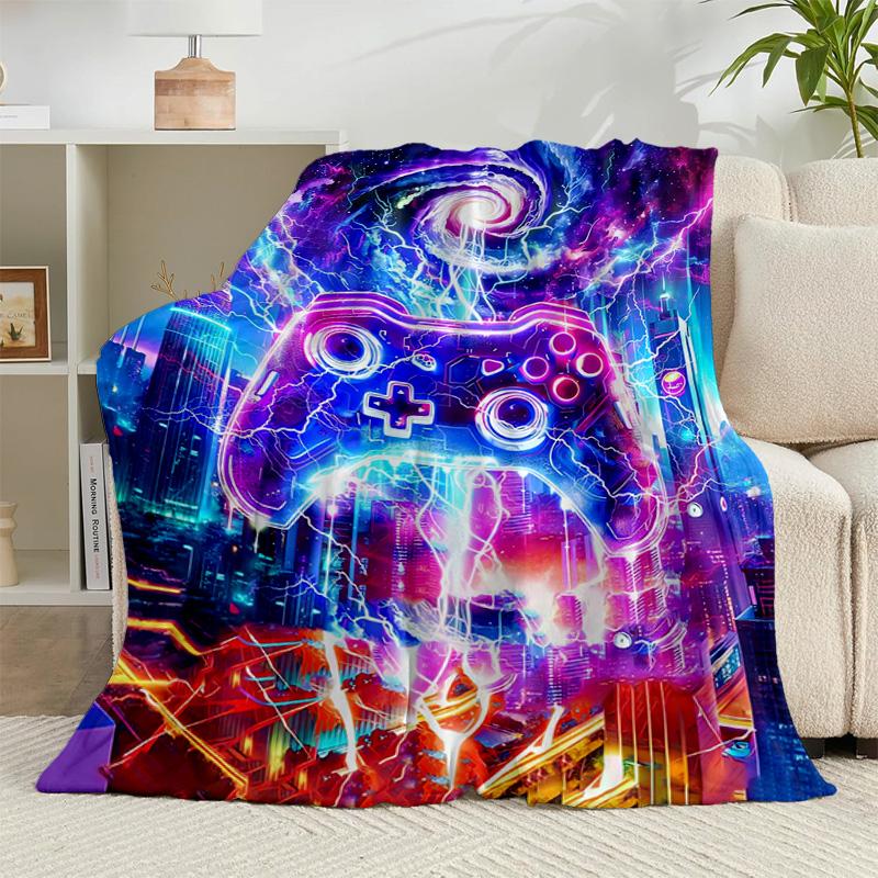 1PC Colorful Gaming Controller Flannel Blanket Gift, Suitable for Both Men And Women, Soft Ideal for Beds And Sofa, Birthday Or Christmas Gift